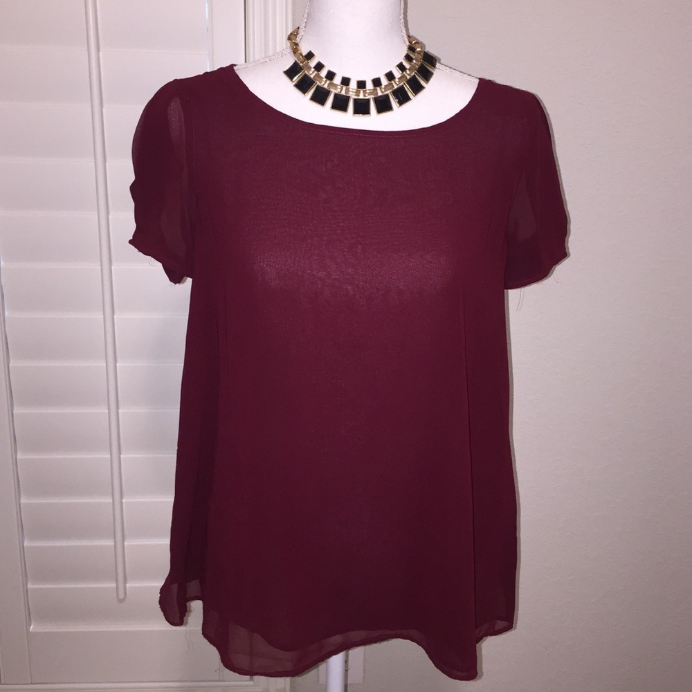F21 maroon blouse